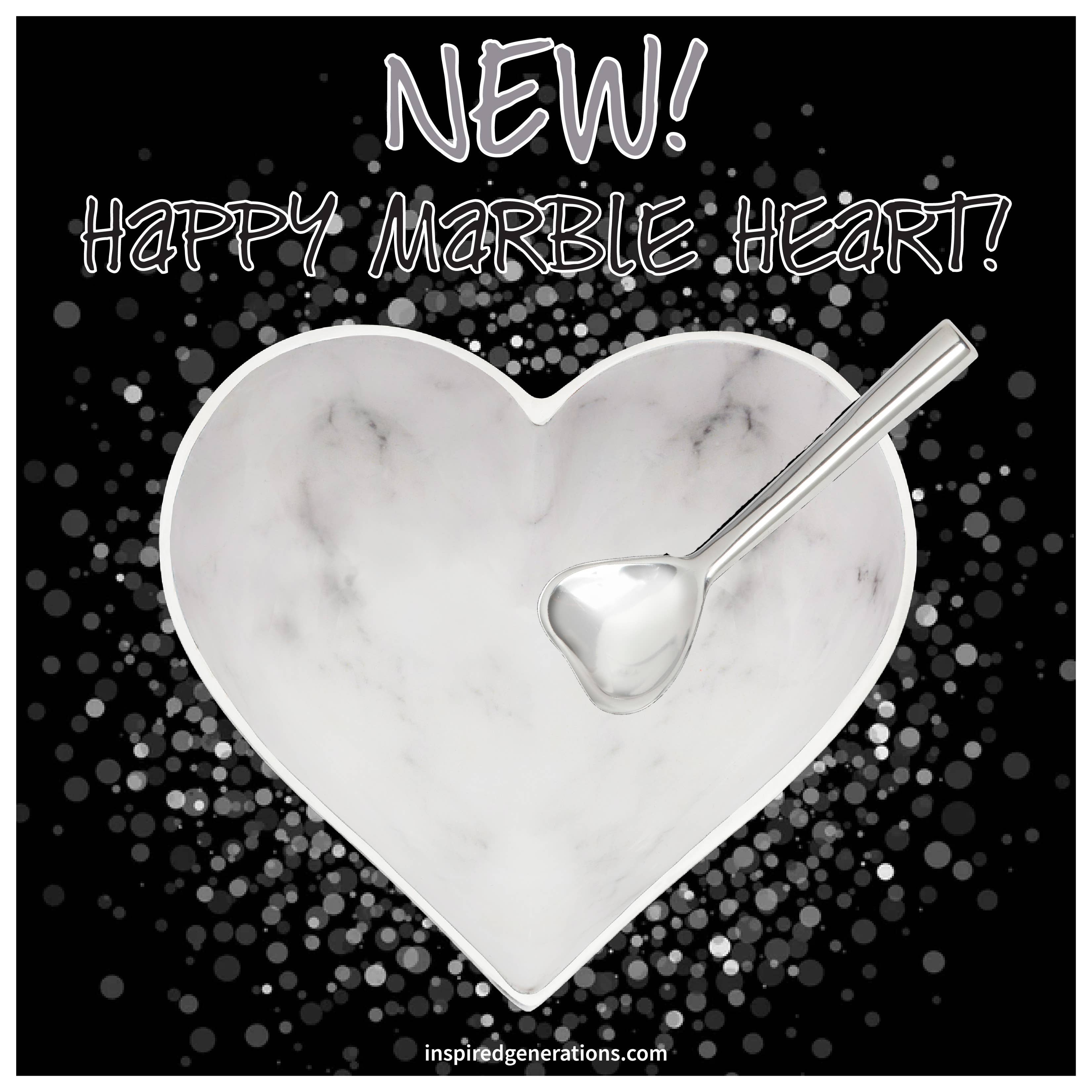Inspired Generations - Wholesale Serve Bowl - Happy White Marble Heart with Heart Spoon2