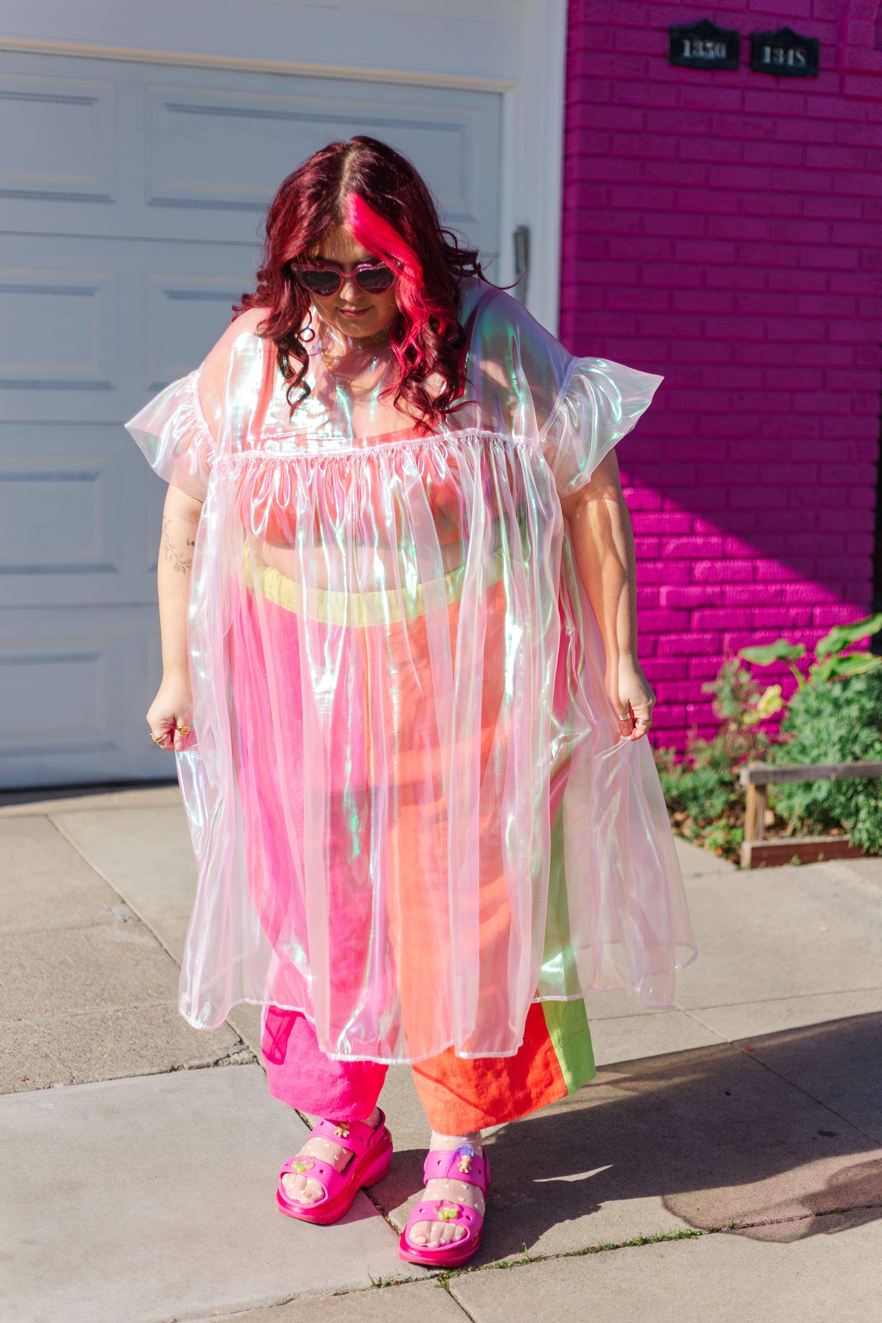 Nettle Studios - Wholesale Dress - Women's - Size Inclusive Plus Size Ruffle Maxi Dress Sheer Pink18