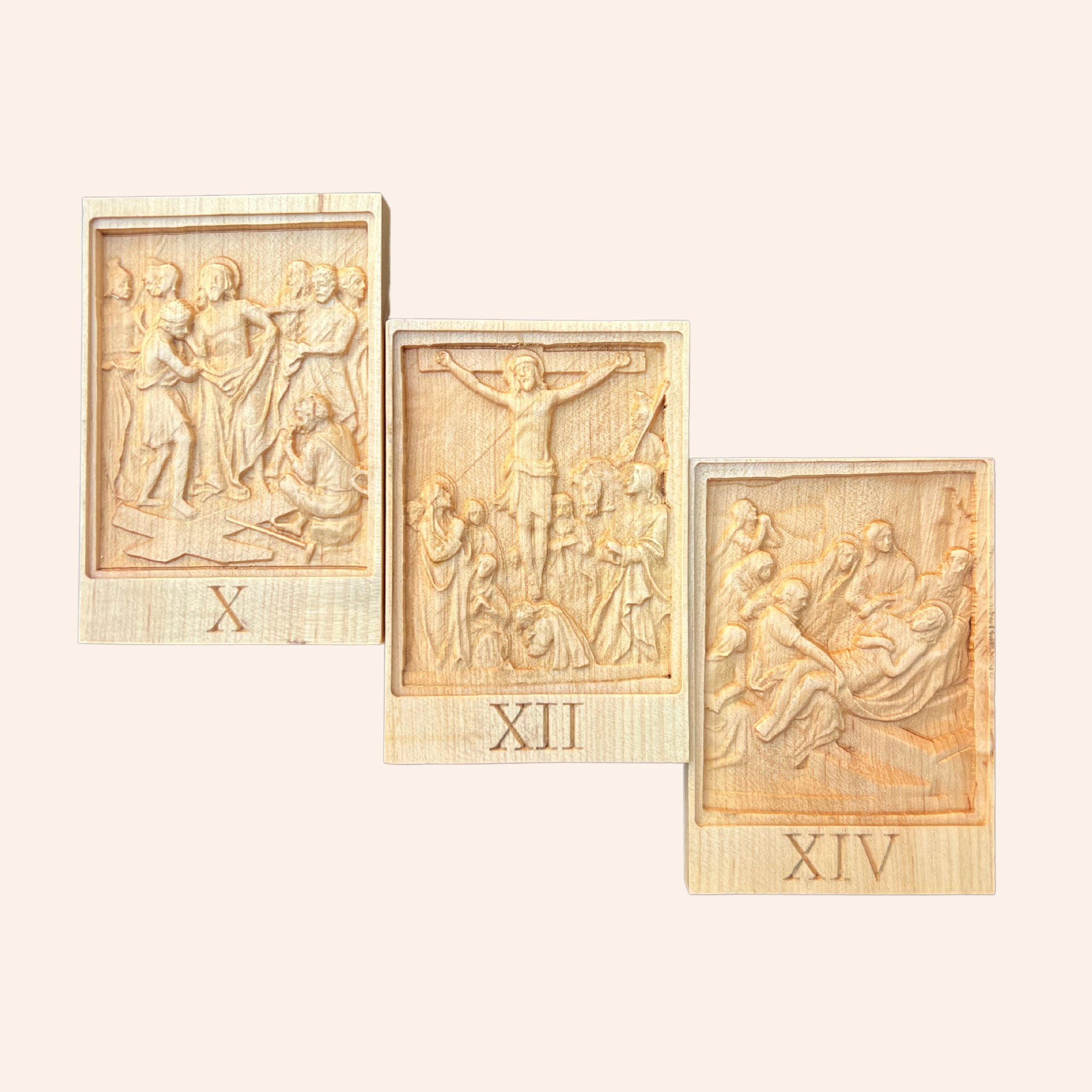 Pietà Paperie - Wholesale Wall Cross - Set of 14 Stations of the Cross Wooden Engravings, Catholic Home Decor2