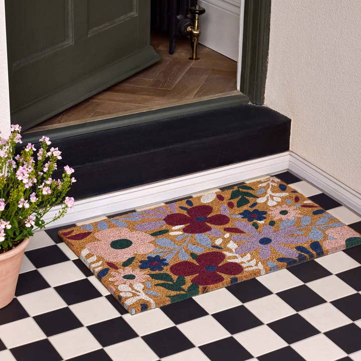 Meine Matte bedruckte Kokos-Wildblumenwiese-Fußmatte für den Großhandel von Phoenox Textiles