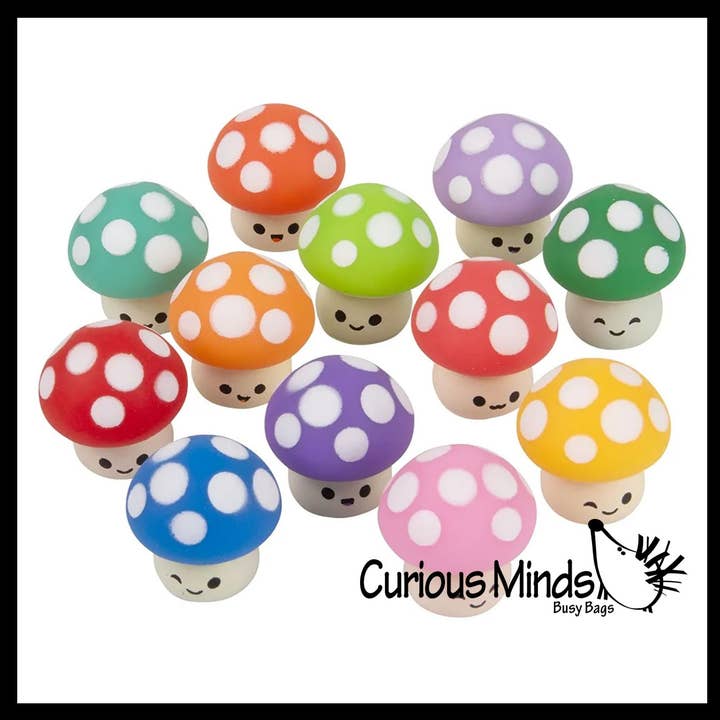 Curious Minds Toys - Wholesale Fidget Toy - Kids - 1 Cute Mushroom Mochi Squishy - Kawaii - Cute Individually 8