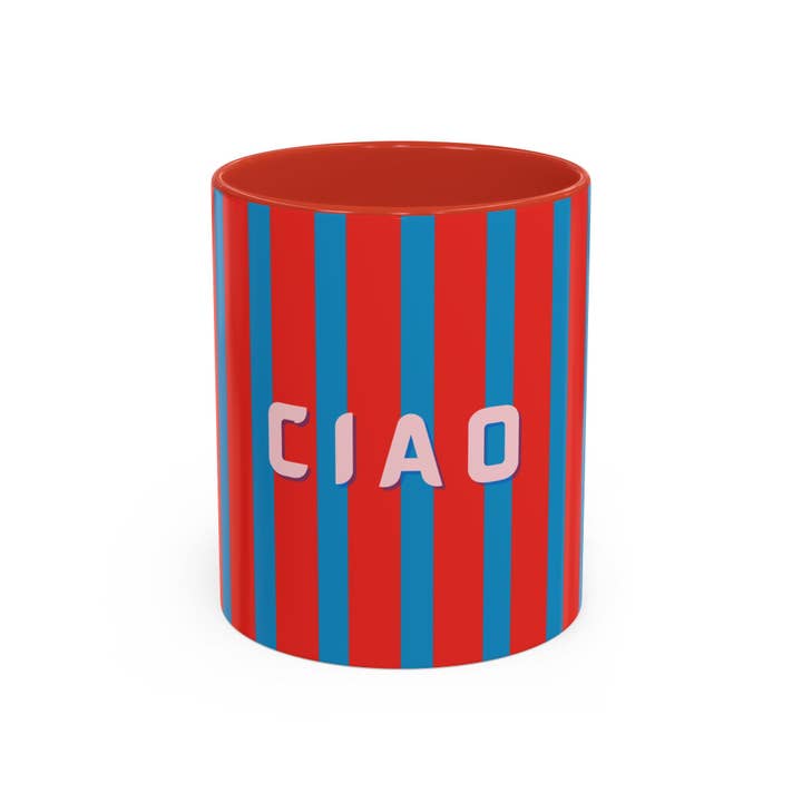 MARA Style - Wholesale Coffee Mug - Ciao Accent Coffee Mug | Colorful Striped Ceramic Cup3