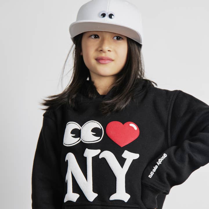 YOUTH SWEATSHIRT: Øjehjerte NY Hætte med hætte for engroshandel hos Googly Eye Cru