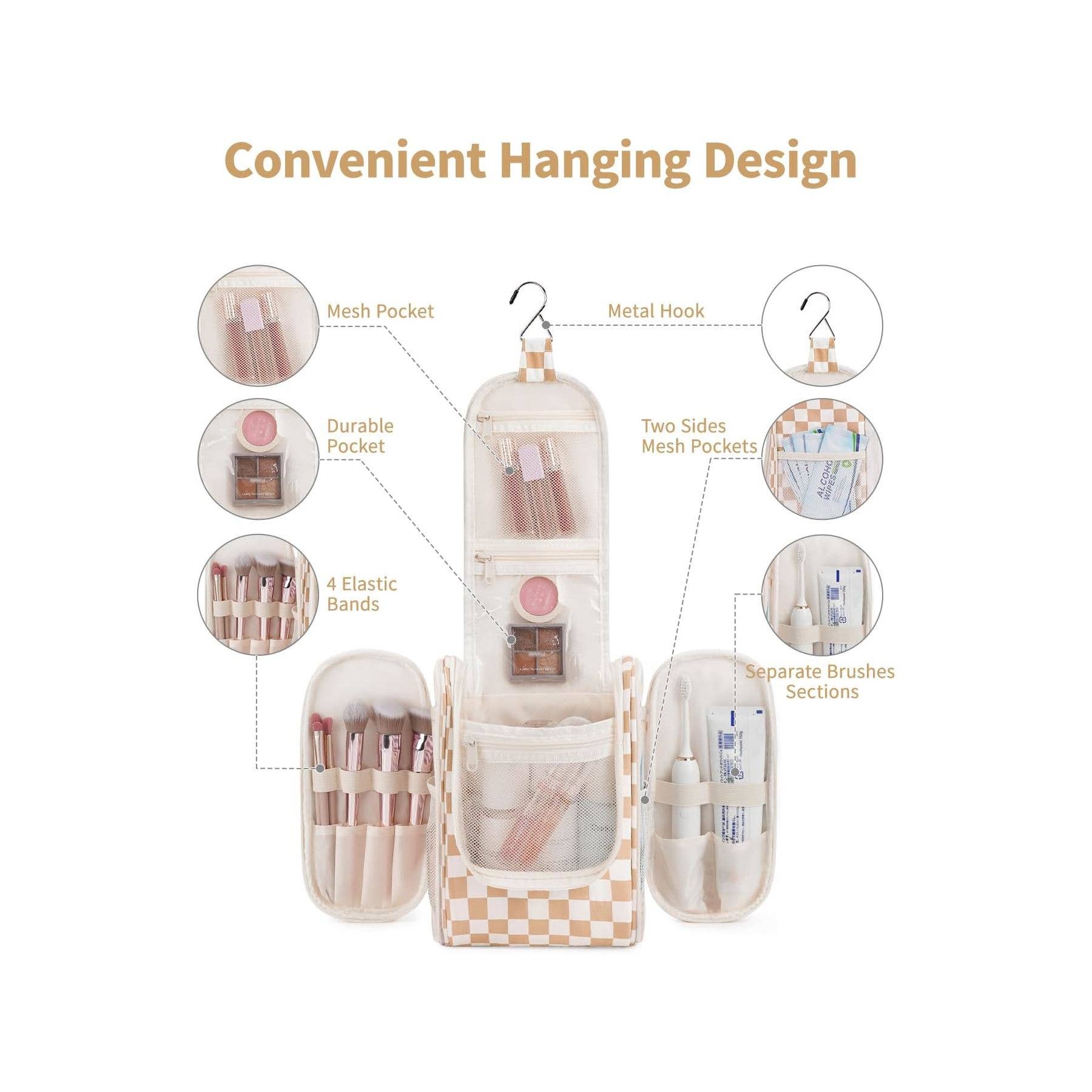 wandf - Wholesale Toiletry Bag - Women's - Hanging Travel Toiletry Cosmetic Bag for Women101