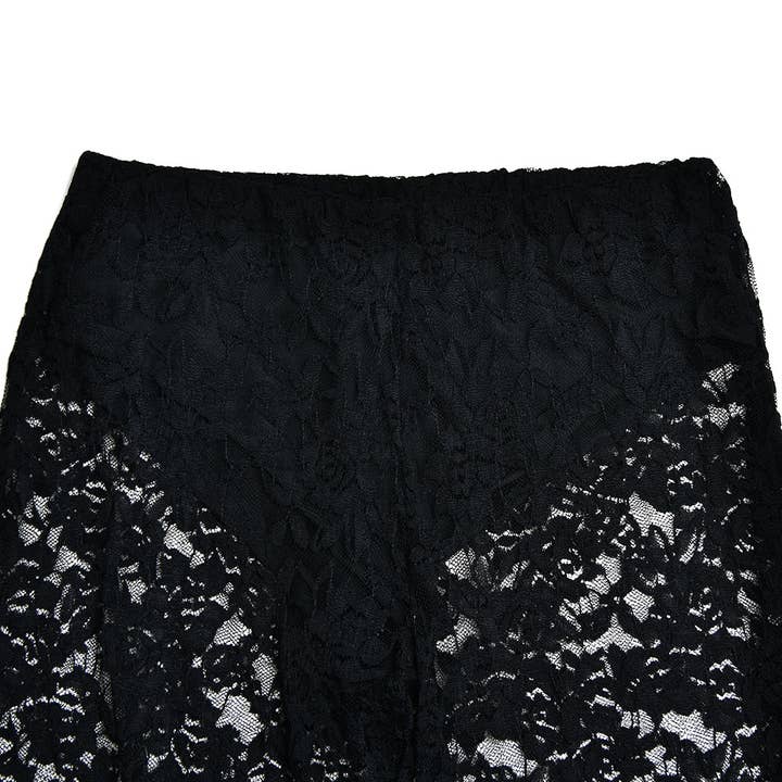 HIDDENBRAND - Wholesale Pants - Women's - Lace See-Through High Waisted Straight Leg Pants4