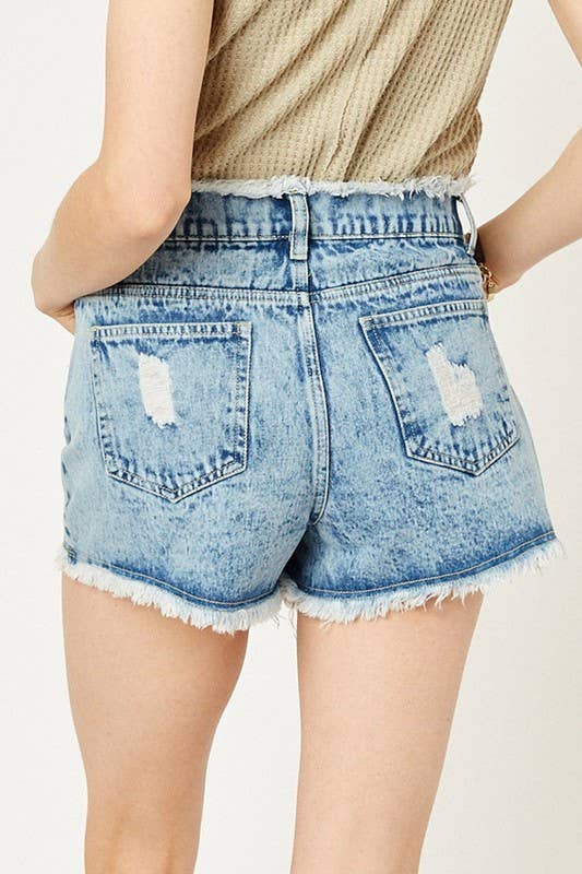 Lemon Tree - Wholesale Shorts - Women's - Womens Distressed Acid Wash Denim Shorts5