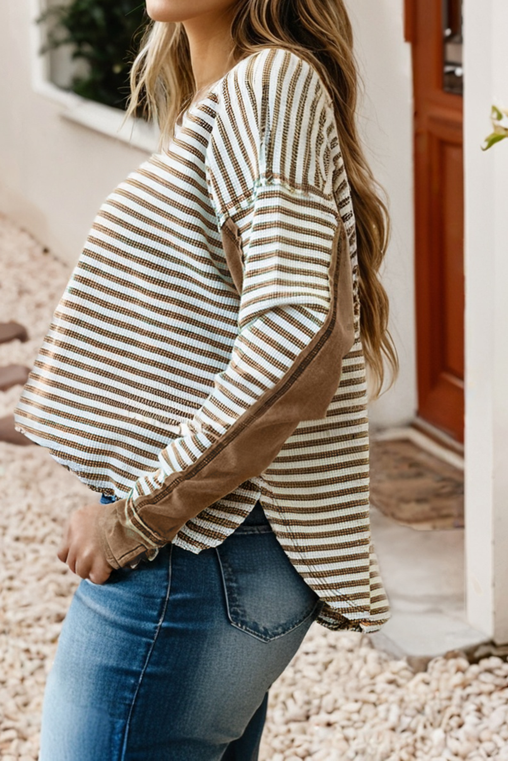 Little Daisy Closet - Vente Chemisier – femme - Blouse décontractée à col rond rayé LDC | S-4X11