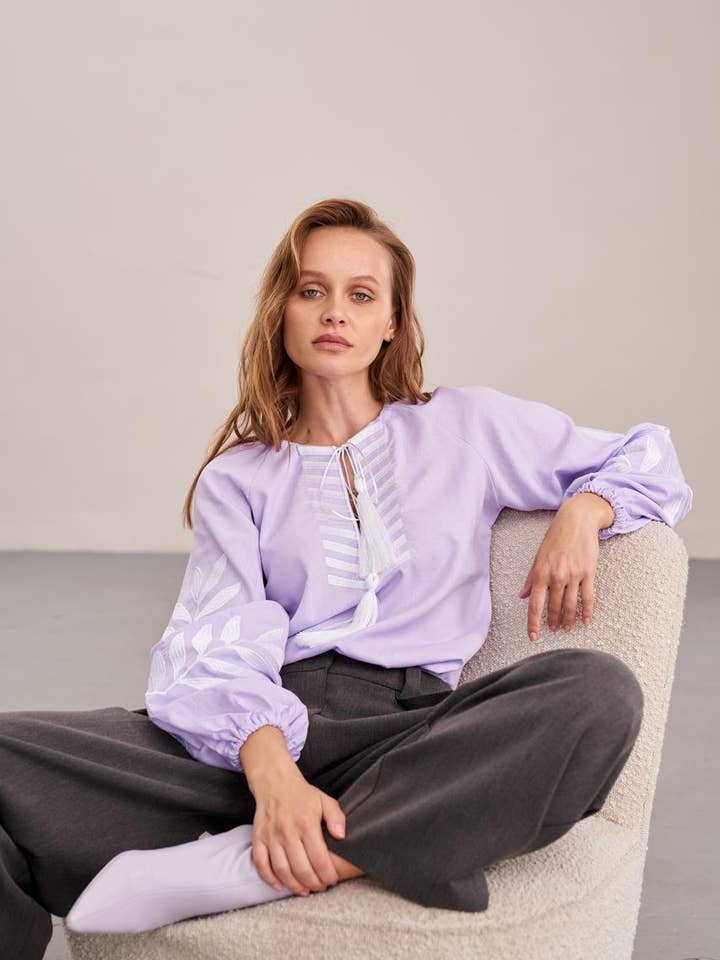 Handmade Originals Ukraine - Wholesale Blouse - Women's - Embroidered Blouse Fern Violet0