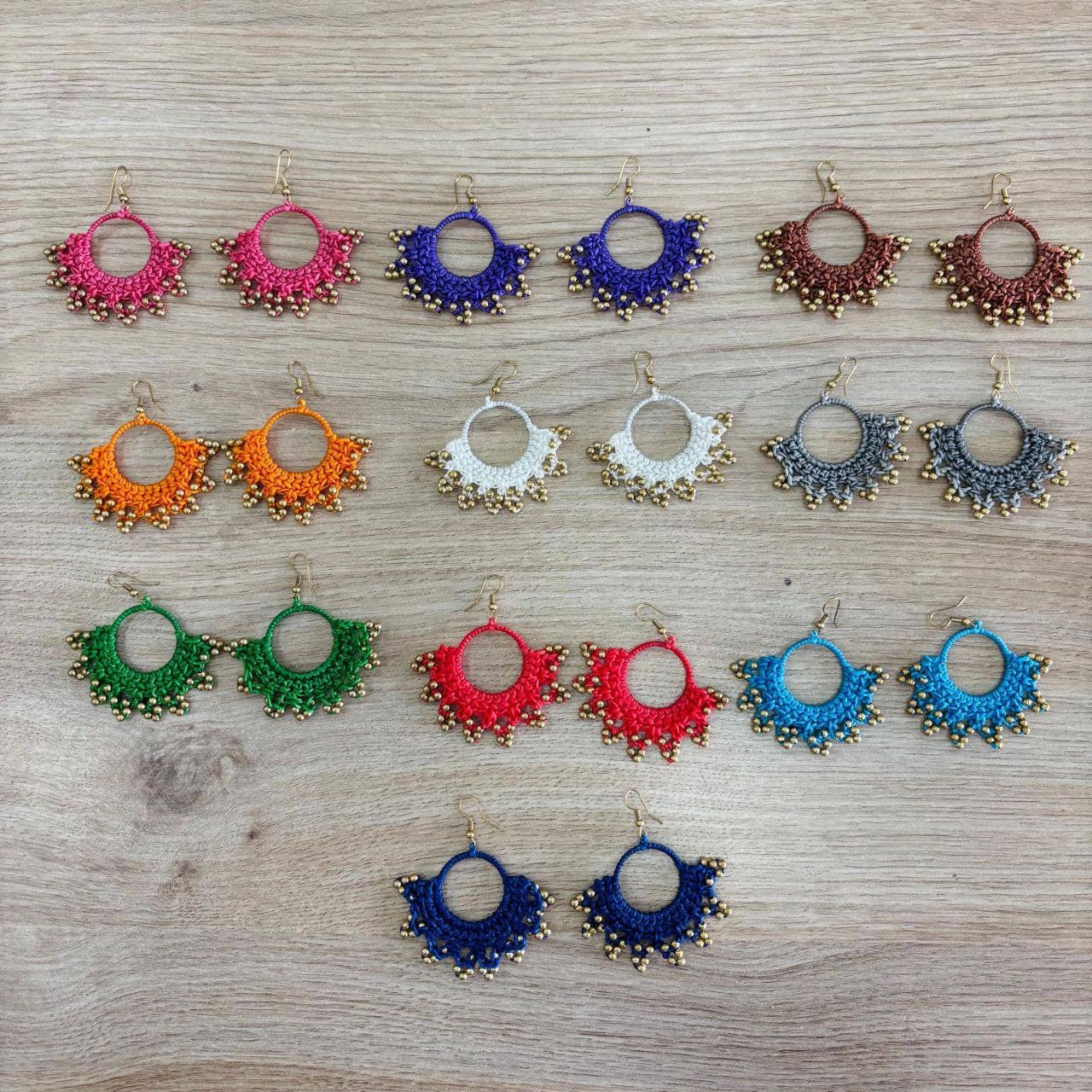 Hecho a mano - Wholesale Dangle Earrings - Round macrame earrings12