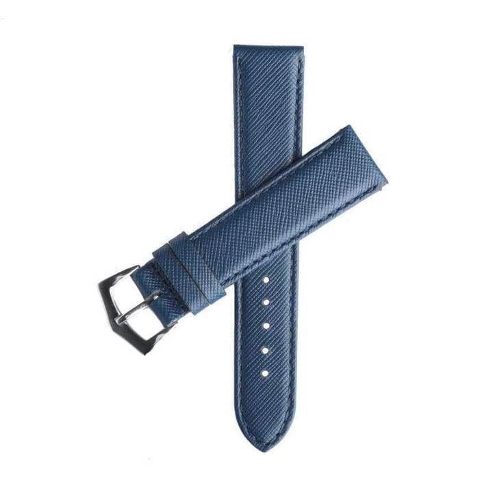 MilanoStraps - Wholesale Watch Band/Strap - Women's - Blu Saffiano Folded Edge Blu Stitches Watch Strap0