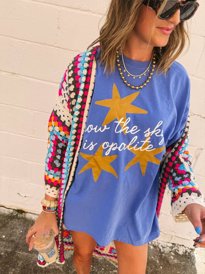 the sky is opalite graphic tee - blue for wholesale by ETTA & EAST