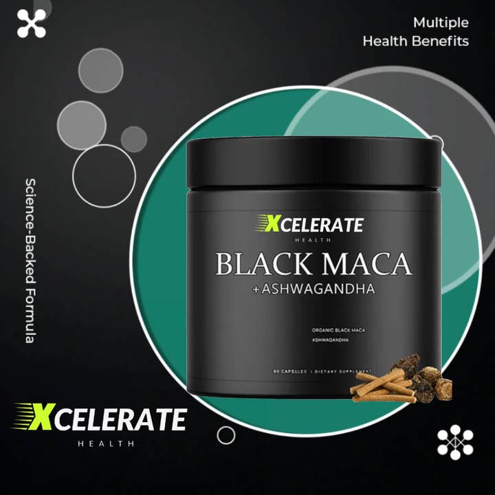 Xcelerate Health - Wholesale Oral Supplement/Vitamin - PowerBoost Black Maca, Ashwagandha Supplement for Focus3