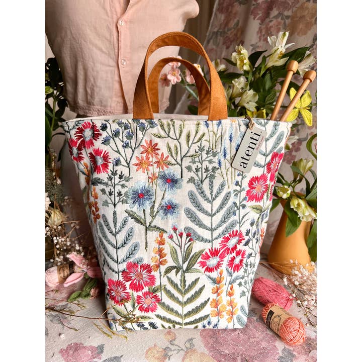 Atenti – Sacola - Mulher por atacado – Saco Organizador de Tricô e Crochet Project: Wildflower Hope12