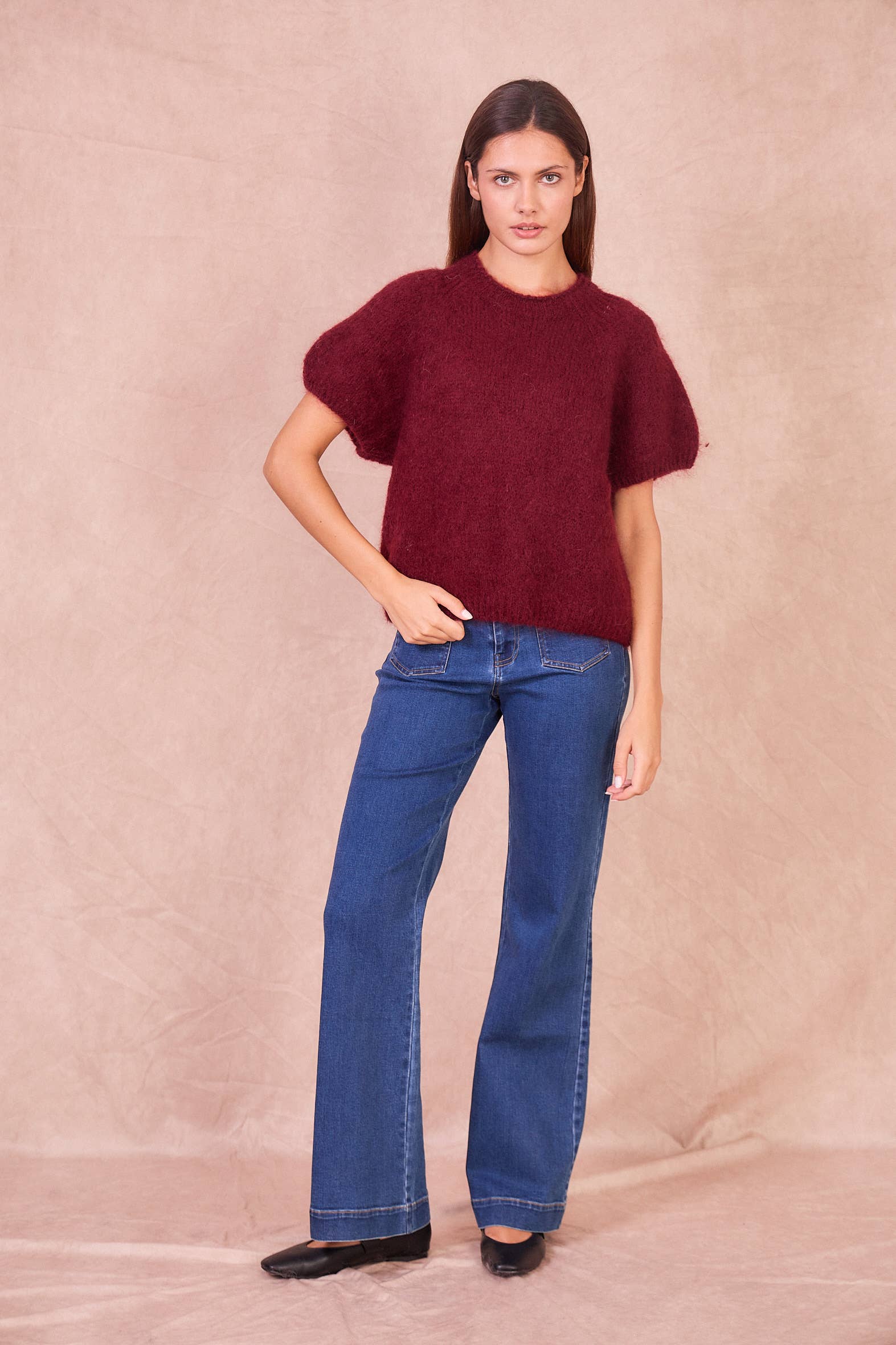 Calie Paris - Wholesale Knit Sweater - Women's - Short-Sleeve Mohair Blend Sweater12