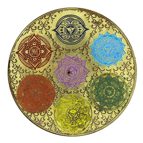 Portaincenso Rotondo in Legno e Ottone 7 Triquetra Incense Hold per la vendita all'ingrosso da parte di Green Tree