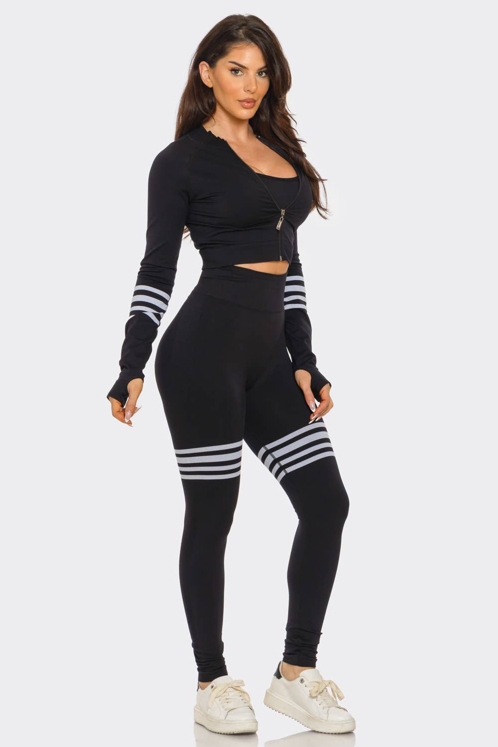 Julia by LoveJ - Wholesale Activewear Set - Women's - Zip Up Jacket Inside Top Leggings 3 Pieces Set7