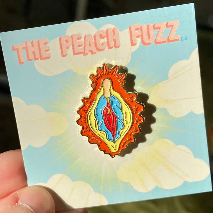 The Peach Fuzz - Wholesale Lapel Pin/Button - Vulva Mary Enamel Pin