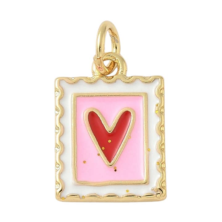 18k Gold Plated Brass Heart Stamp Charm for wholesale by Love, Paige Designs