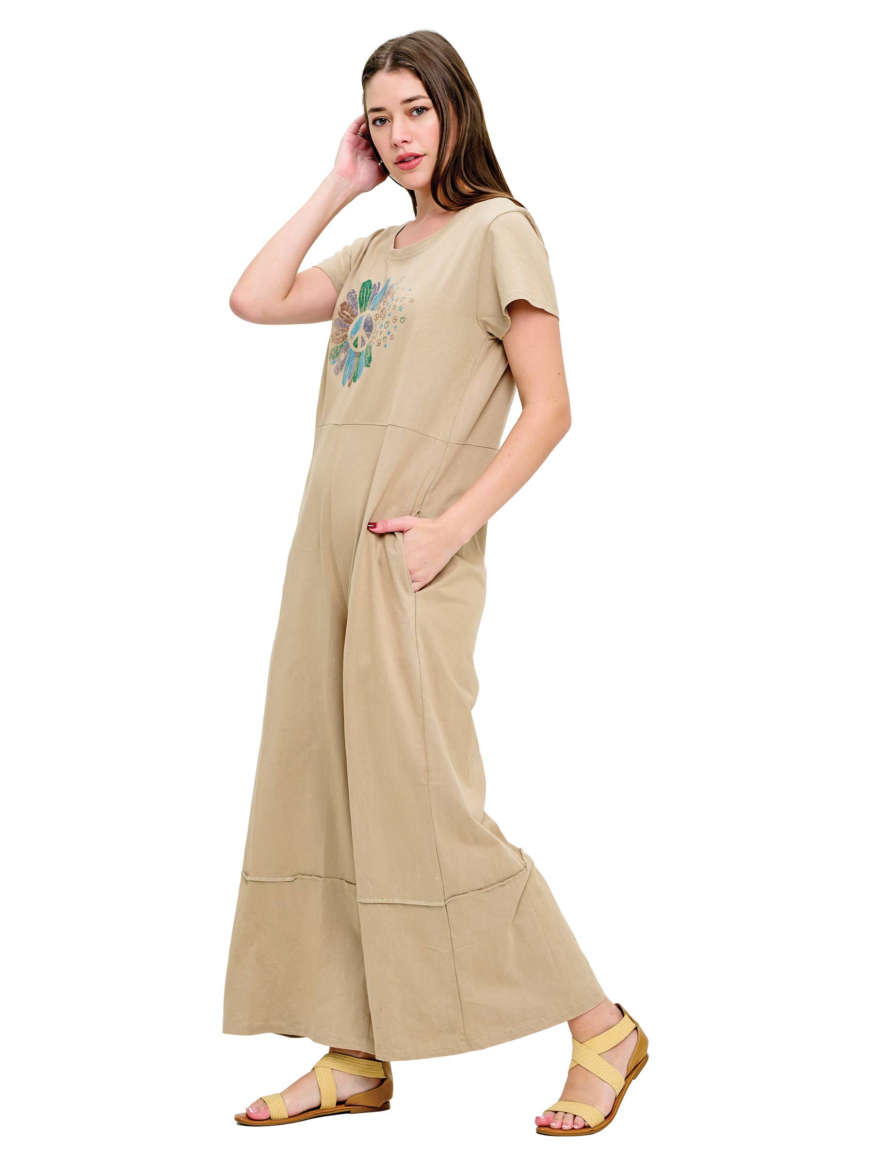 Yak & Yeti - Wholesale Jumpsuit - Women's - Jumpsuit Peace Flower Print3
