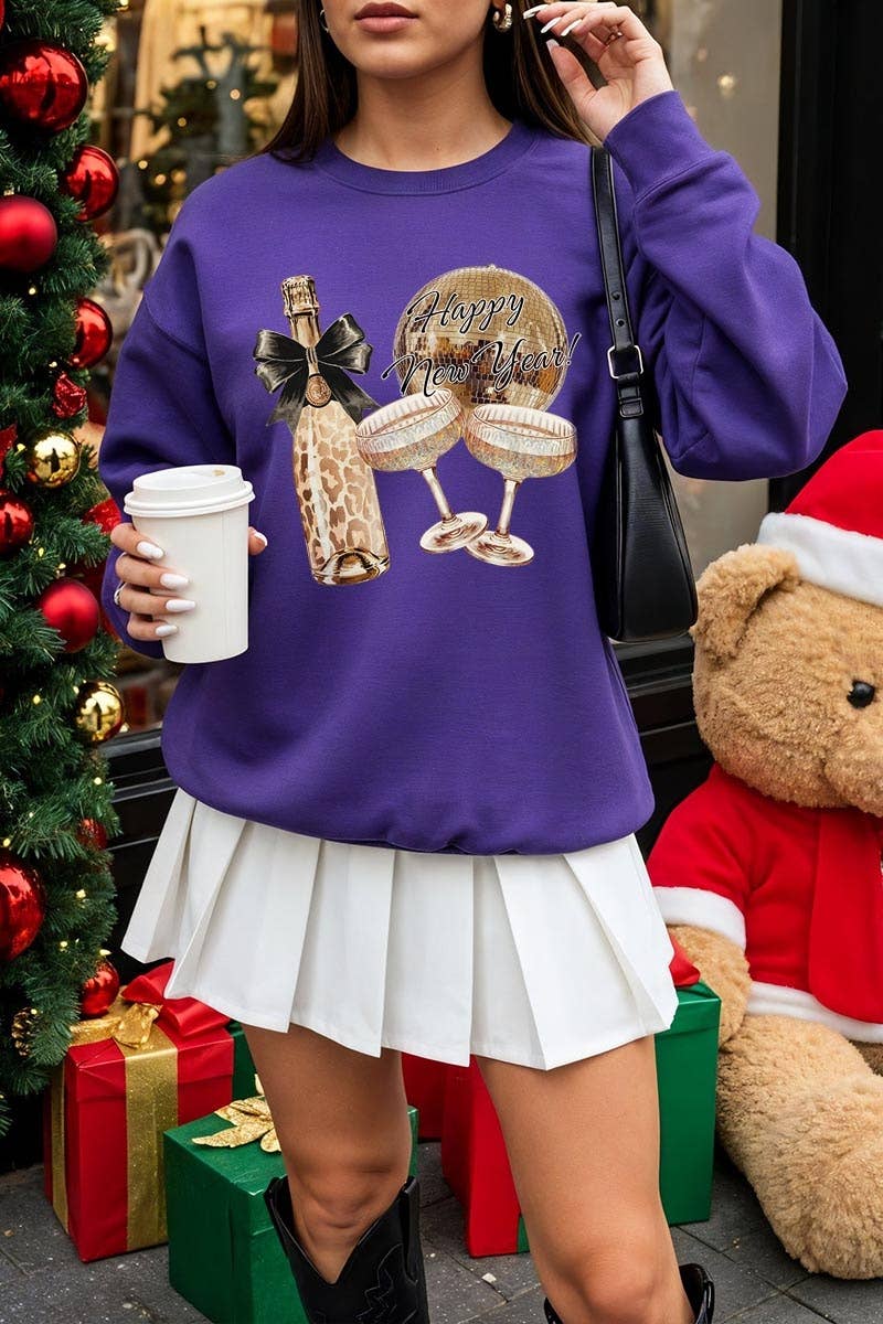 Pink Irene Wholesale - Wholesale Shirt - Women's - Cheers Champagne Graphic Sweatshirt7