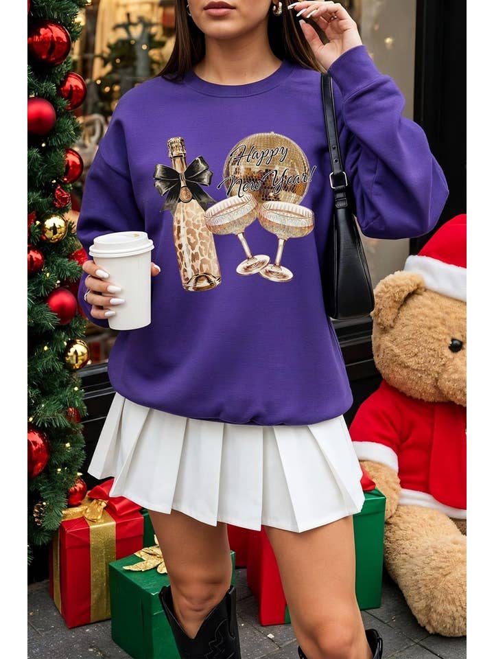 Pink Irene Wholesale - Wholesale Shirt - Women's - Cheers Champagne Graphic Sweatshirt7