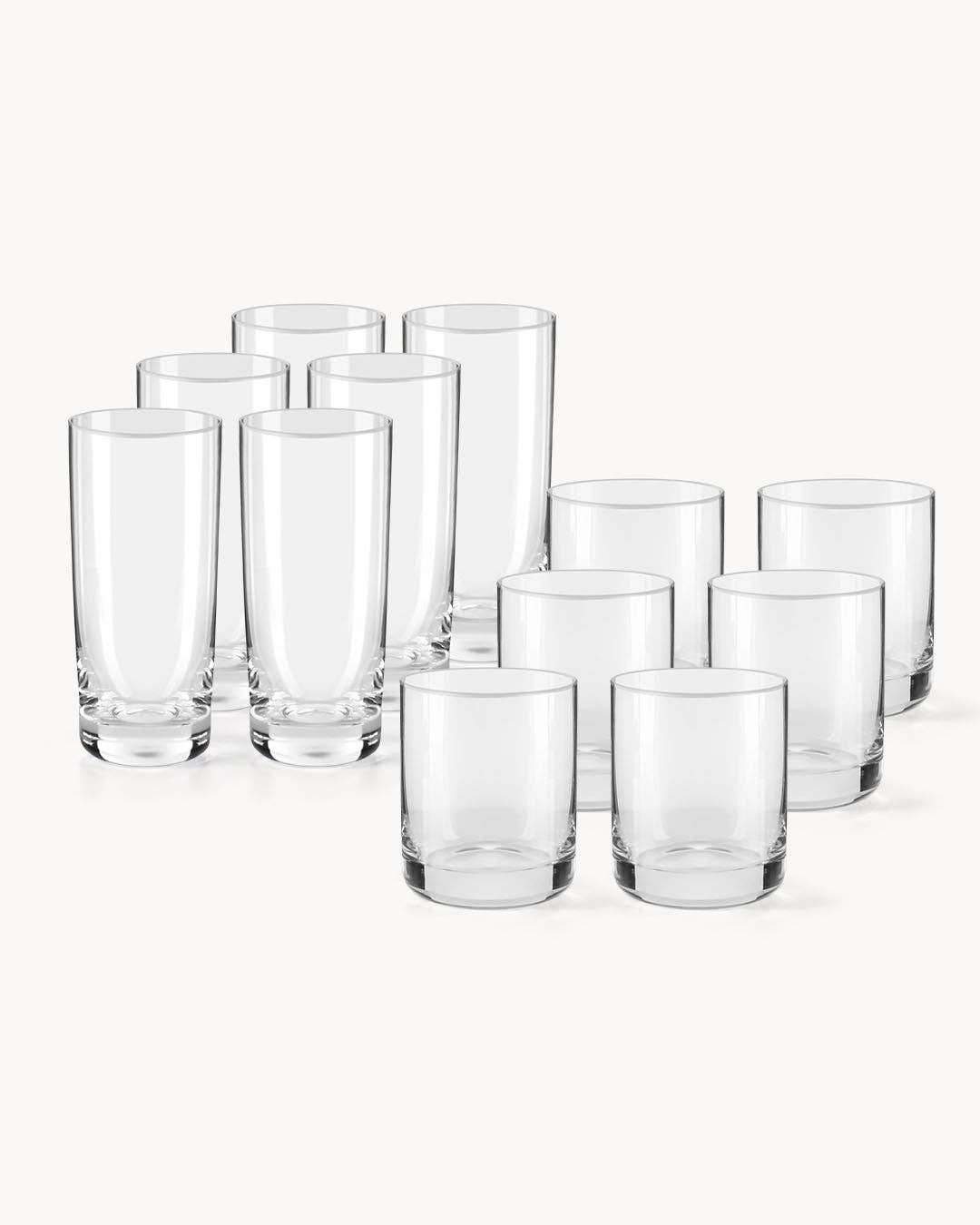 MIAMIO - Wholesale Drinking Glass/Cup - 12-piece glass set, 370 ml and 450 ml