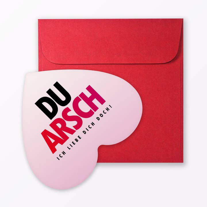 Carte postale en forme de cœur « You ass » avec enveloppe pour la vente par TYPOP