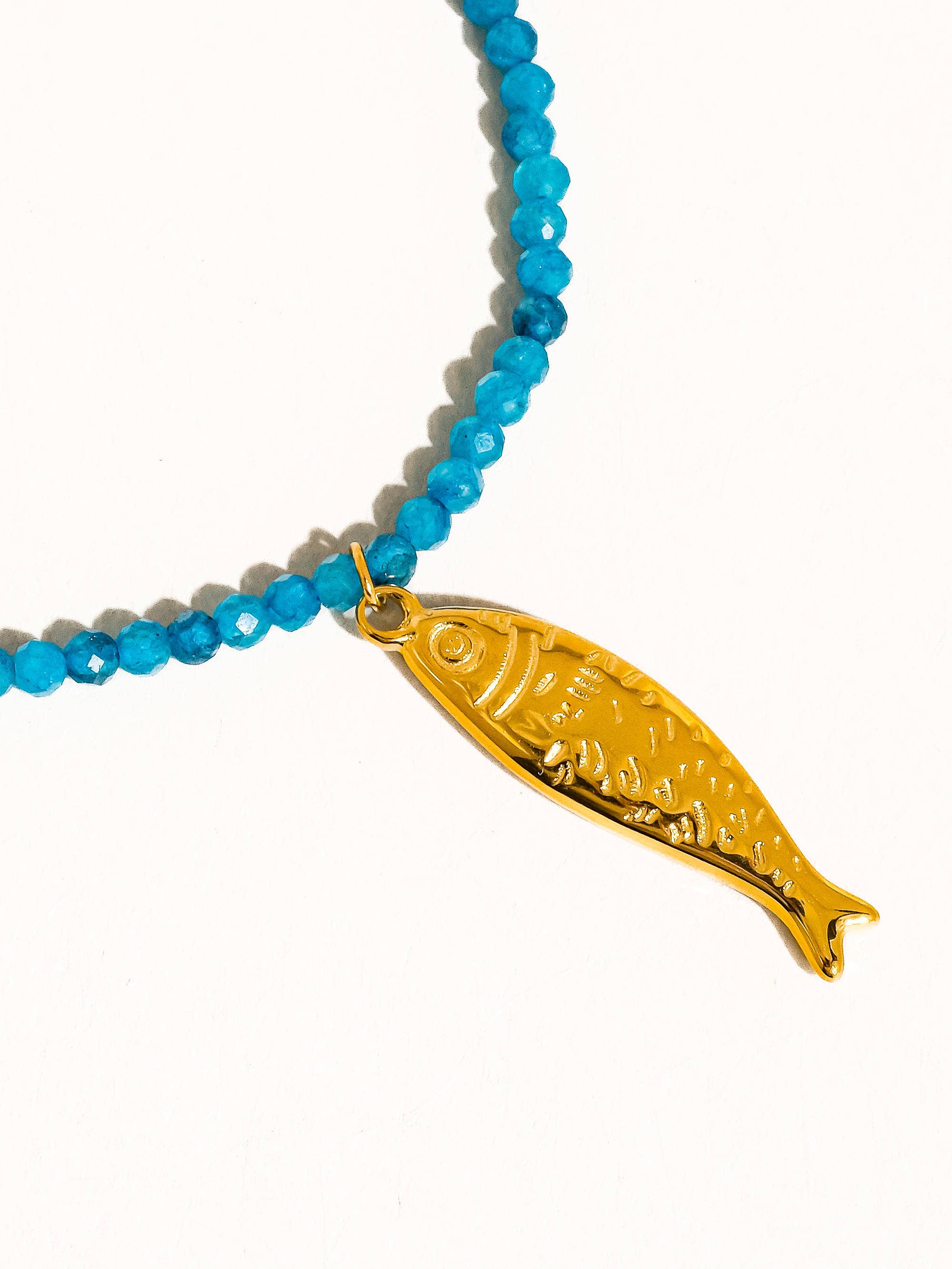Blue Sasha 18K Gold Non-Tarnish Fish Beaded Necklace for wholesale on Faire2