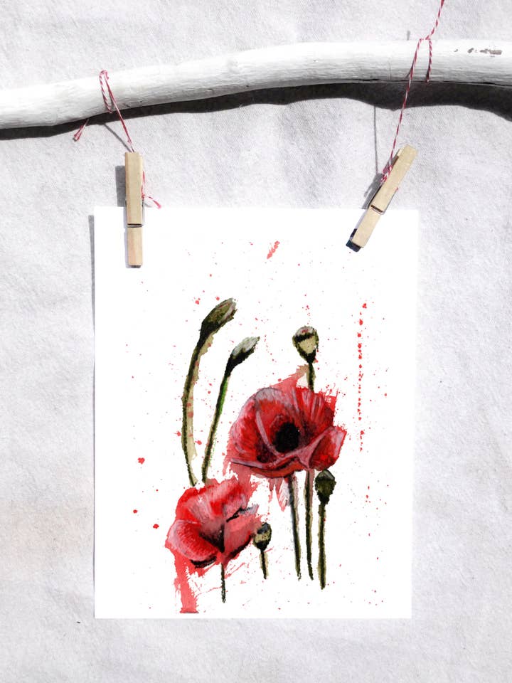 Flower Red Poppy art print for wholesale by Lindsey Munson