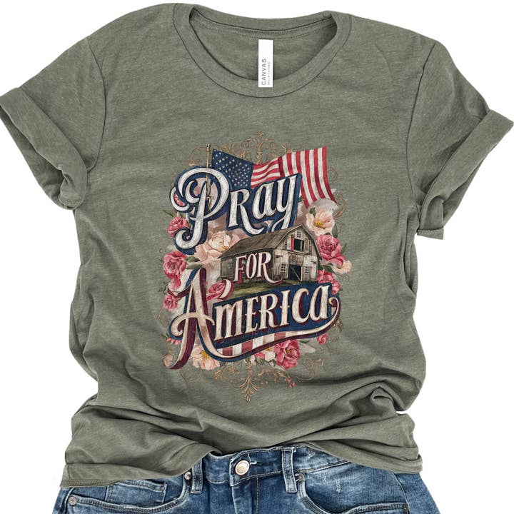 ATTA TOOD LLC - Wholesale T-Shirt (Graphic) - Unisex - Fourth of July patriotic farm country graphic t-shirt, Faith