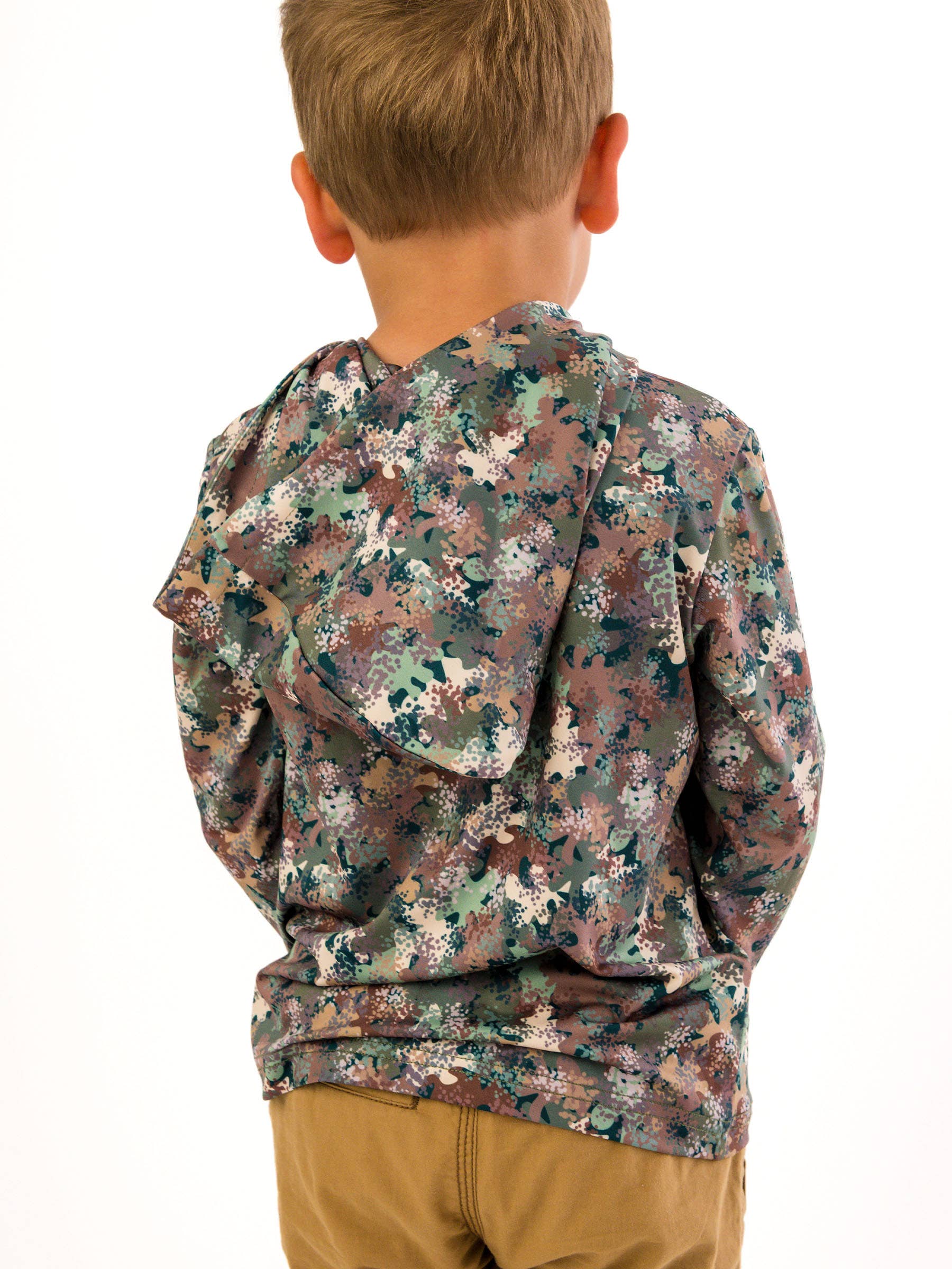 Multi Color Boys Classic Camo Performance Hooded Shirt for wholesale on Faire1