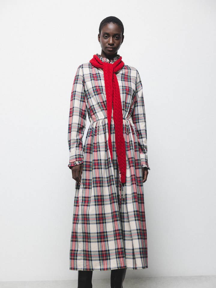 Shirt Style Dress With Tartan Pattern (405586-189) for wholesale by Lanidor