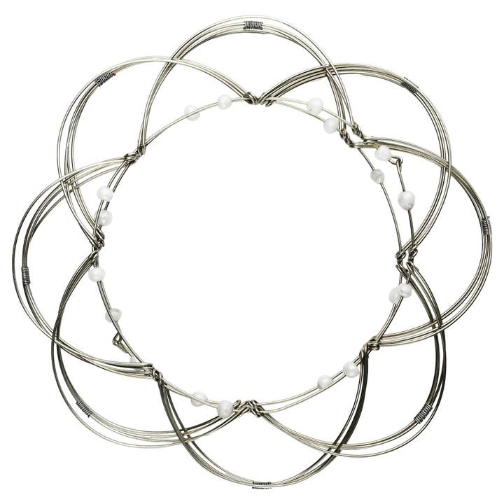 Malha de arame decorativa 4D mandala prateada flor branca da vida por atacado de Tribal Trade GmbH