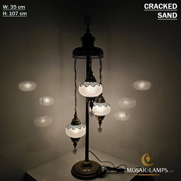 Mosaic Lamps - Wholesale Floor Lamp - 3-Globe Ottoman Turkish Crackle Glass Floor Lamp