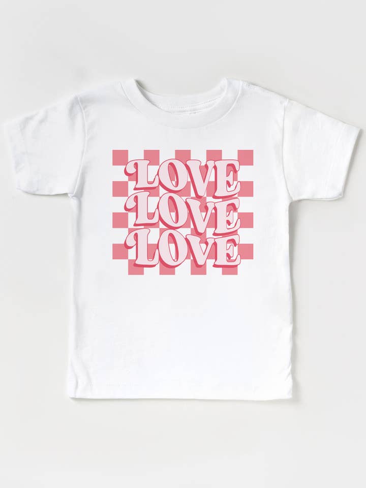LOVE Checker Kids Graphic Tee for wholesale by Tickled Teal