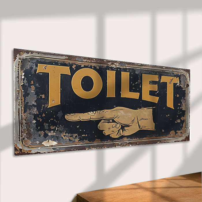 The British Metal Signs Company – Sinal por atacado – Placa de Metal para Casa de Banho com Mão a Apontar – Decoração de Estilo Vintage2