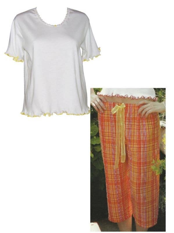 Conjunto de pijama con camiseta y pantalón capri de cuadros juguetones para venta al por mayor de Unusual Babe Undercover