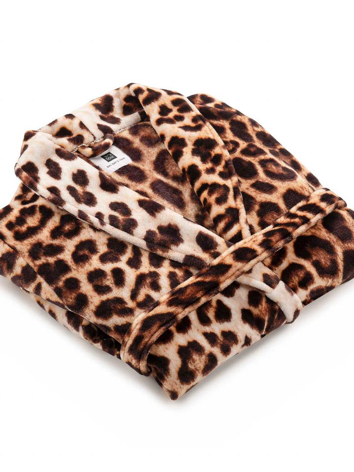 Heckettlane - Wholesale Robe - Unisex - Leopard Long Bathrobe M Brown2