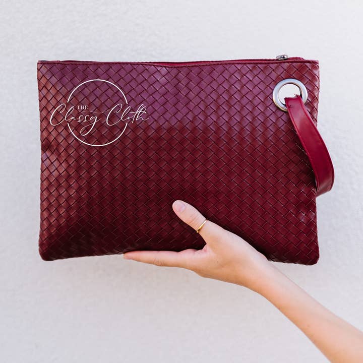 The Classy Cloth WS - Wholesale Clutch Bag - Women's - Trendy Clutch - Weave Wine RTS4