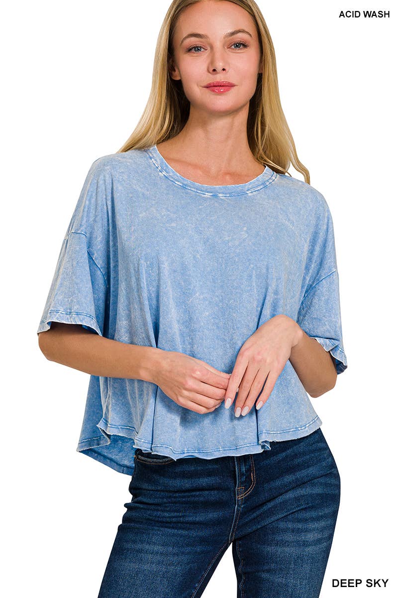 42POPS – wholesale T-shirt – women's – "._ SI-25351 Vintage Washed Short Sleeve Top As shown42