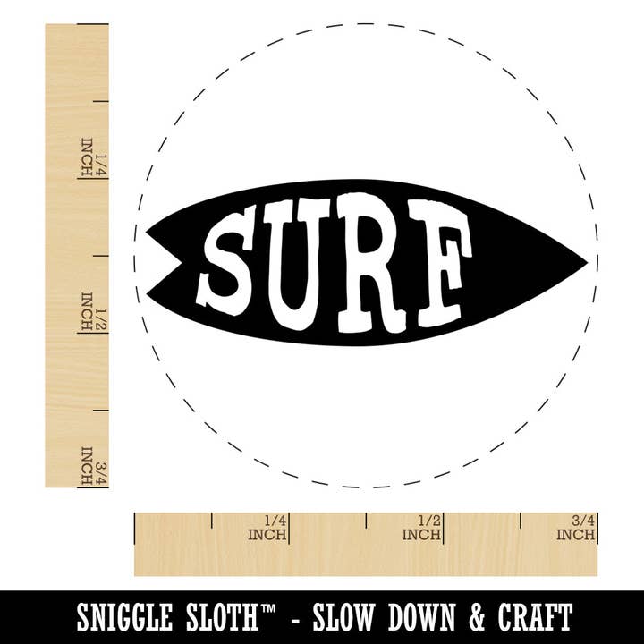 Surfing Surfboard Fun Text Self-Inking Rubber Stamp for Stamping Crafting Planners for wholesale by Sniggle Sloth