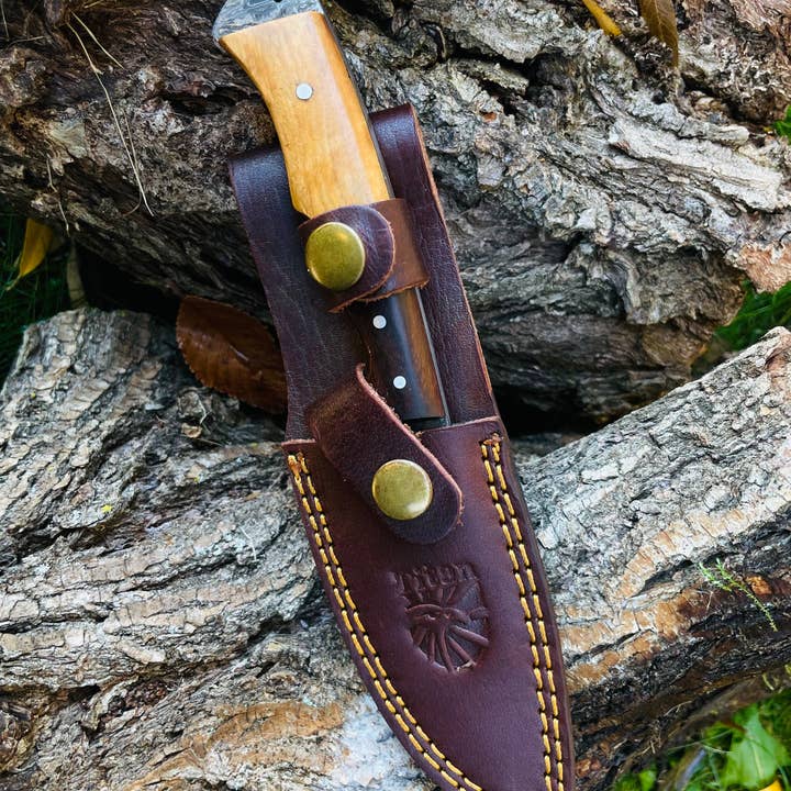 Titan International - Wholesale Pocket Knife/Holder - Damascus Steel Guthook Skinning Knife TK-0562