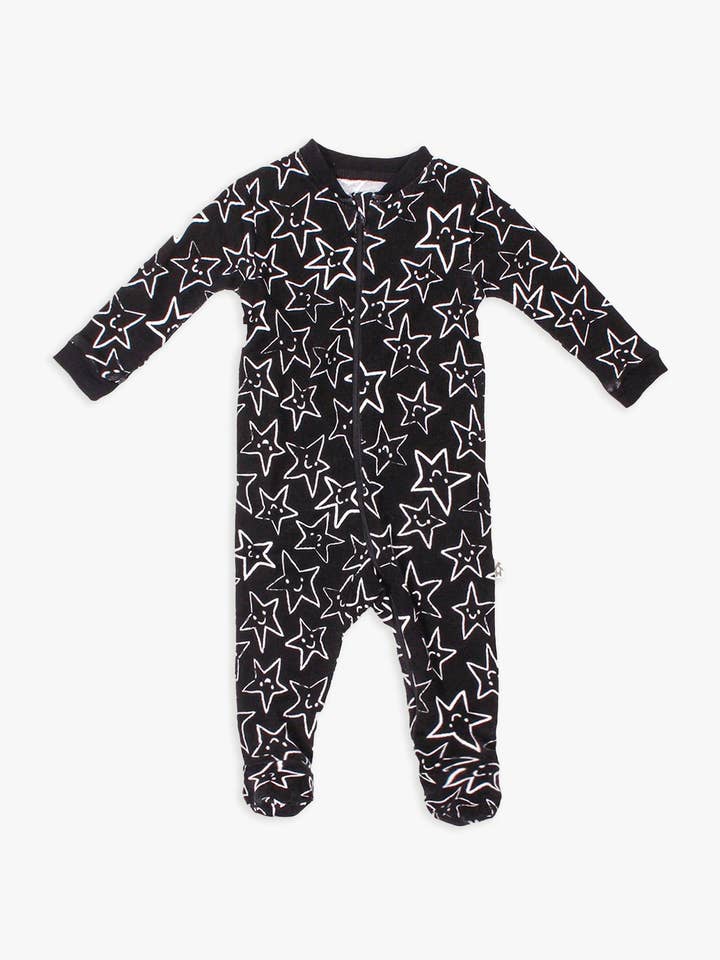 Couchette à pieds en forme d'étoiles noire et blanche avec fermeture éclair sur le devant pour la vente par Gertex