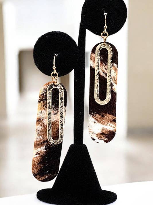 PENDIENTE COLGANTE OVALADO CON ESTAMPADO ANIMAL para venta al por mayor de Andrea Bijoux