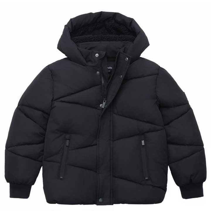 Rokka & Rolla - Wholesale Puffer Jacket - Kids - Boys' Grid Winter Coat Kids' Fleece Lined Jacket17