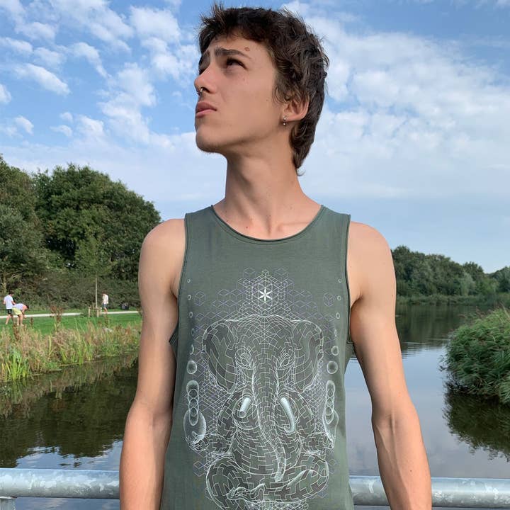 Débardeur homme Ganescher - Olive pour la vente par symbolika