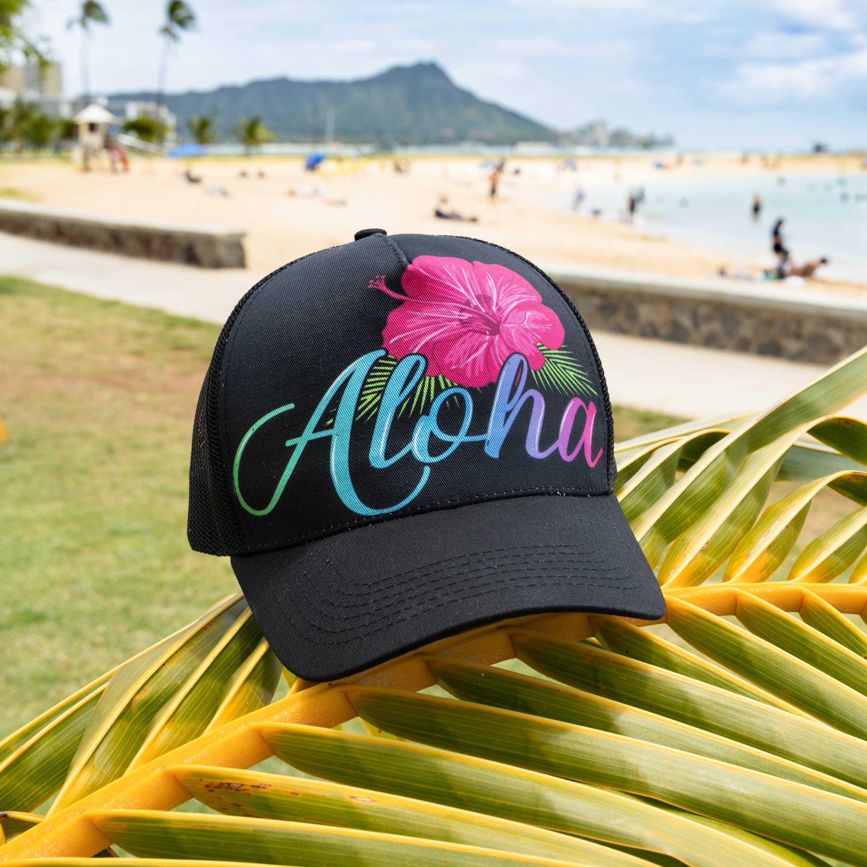 Aloha Designs - Wholesale Trucker Hat - Unisex - Aloha Hat with Colorful Hawaiian Aloha Hibiscus Print Hawaii2
