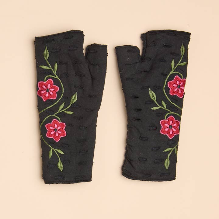 Feelgoodz - Wholesale Gloves - Women's - Primrose Ebony Fingerless Gloves | Fleece Jersey Gloves