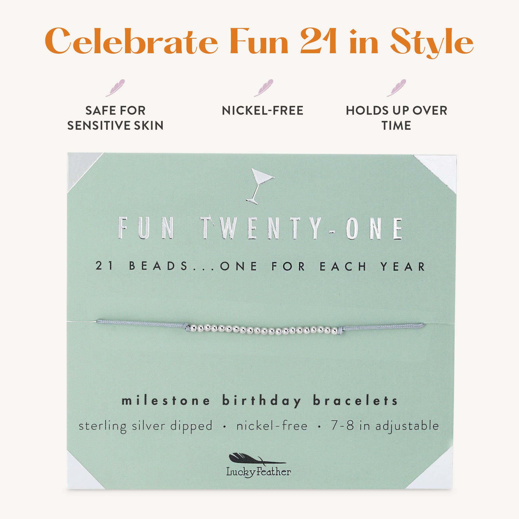 Lucky Feather - Wholesale Beaded Bracelet - 21st Milestone Birthday Bracelet - A Bead for Each Year9