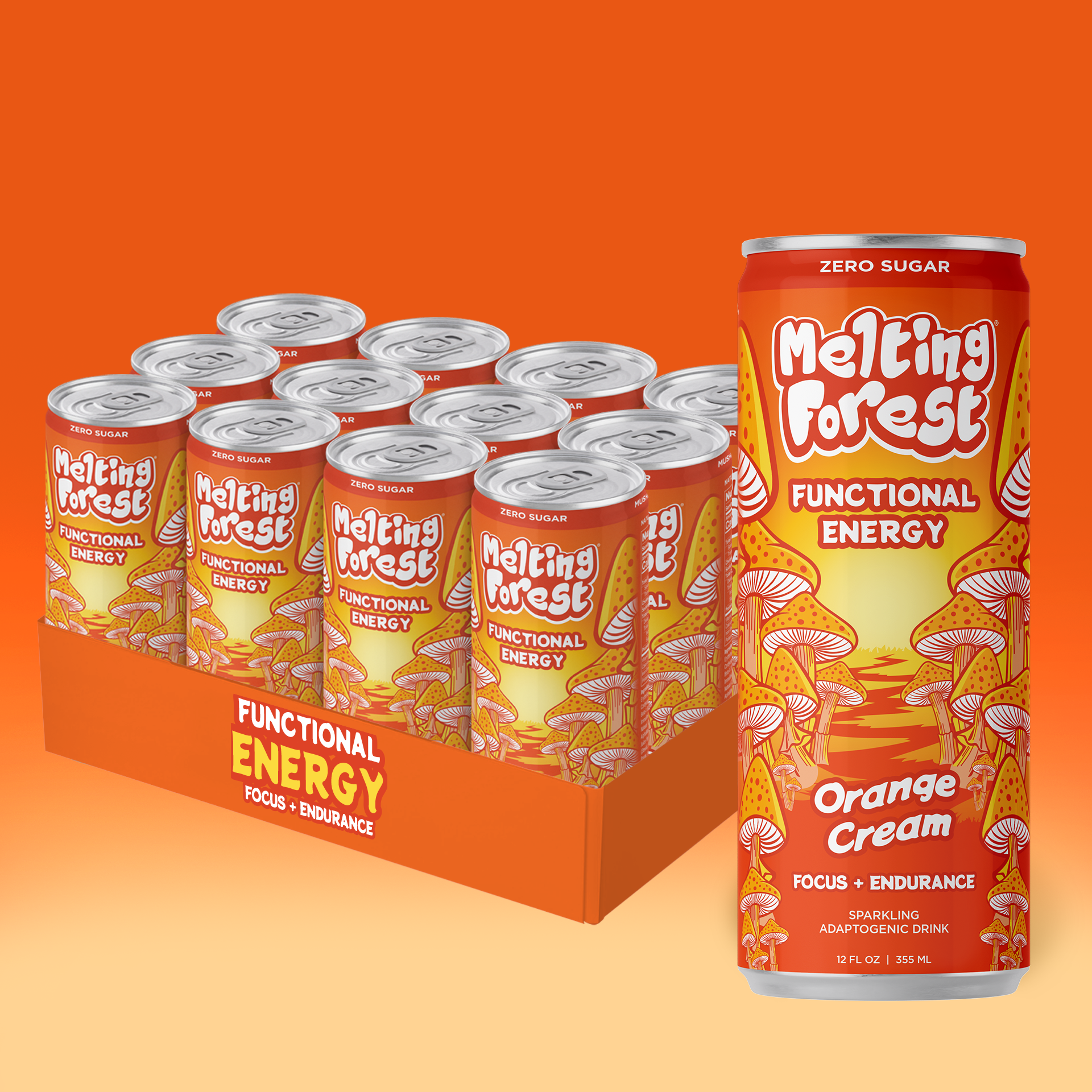 Melting Forest - Venta al por mayor Bebida energética - Bebida Energética de Champiñones | Crema de Naranja | Adaptógeno14